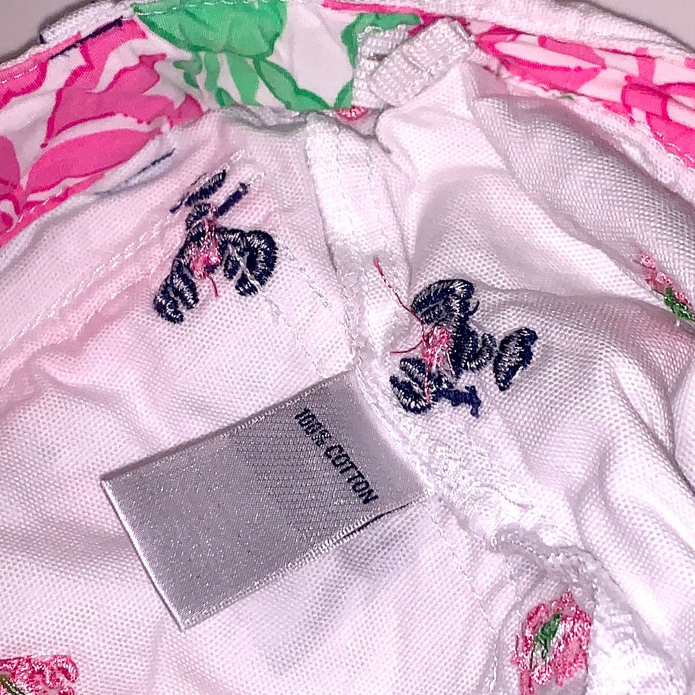Lilly Pulitzer White Shorts Embroidered Navy Pink Crabs Lobsters Girls Size 10 - Picture 7 of 9